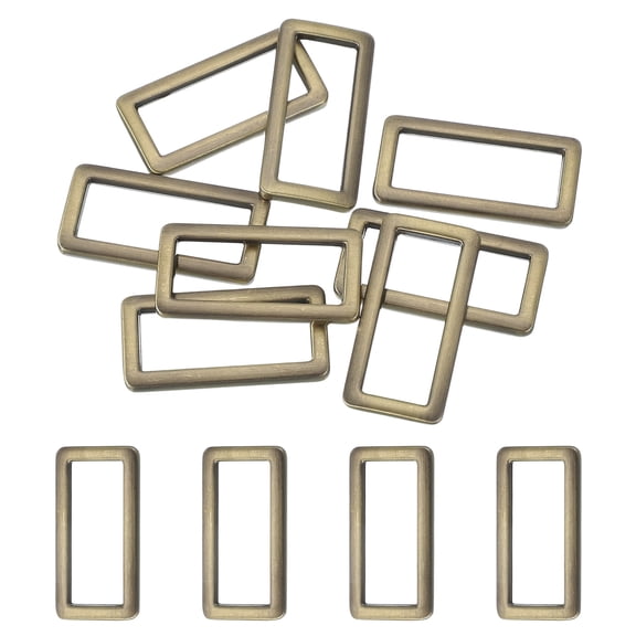 8pcs Metal Flat Rectangle Ring, 32mm(1-1/4inch) Metal Rectangular Buckle Rings Square Strap Webbing Loop for Bag Belt Purse DIY Craft, Brass