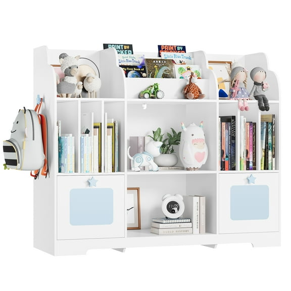 Homfa 6-Cube Kids Bookcase with 3-tier Book Racks, 2 Movable Drawers Toy Storage Organizer for Kidroom, White