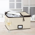 thumbnail image 7 of Wine Glass Storage Box with Dividers - Holds 12 Standard Size Wine Glasses up to 10" Tall - Stemware Storage Case - Protects Fine China - Durable Quilted Microfiber Bin with Carry Handles, 7 of 7