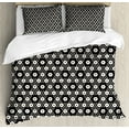 thumbnail image 1 of Geometric Duvet Cover Set Queen Size, Symmetric Pattern Big and Small Hexagon Forms Modern Style Abstract Design, Decorative 3 Piece Bedding Set with 2 Pillow Shams, Black and Beige, by Ambesonne, 1 of 3