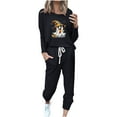 thumbnail image 3 of BiZtdJrK Women Jogger 2 Piece Set Funny Ghost Print Halloween Casual Sets Long Sleeve Crew Neck Pullover Tops and Drawstring Pants Outfits with Pockets AB-Black L, 3 of 5
