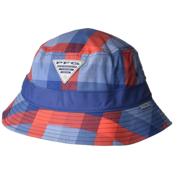 Columbia Unisex PFG Slack Tide Bucket Hat, Carbon Mid Gingham/Carbon, Small/Medium