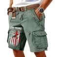 thumbnail image 3 of Homeyce Men's Us 250th Anniversary Flag Art Print Shorts with Pocket Distressed Washed Shorts Outdoor Military Casual Work Cargo Shorts American Flag Golf Shorts,Green M, 3 of 5