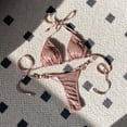 thumbnail image 4 of TNOBHG Bikini Set with Pads 2pcs/set Women Sexy Bikini Set Bright Surface Faux Pearl Halter Bra Lace-up Thong Set Quick Drying Swimwear Beachwear Sexy, 4 of 8