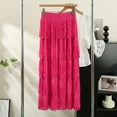 thumbnail image 2 of Women Tassel Long Skirts Tiered Layed Dress High Waisted Elastic Dresses Elegant Fringe Skirt, 2 of 4