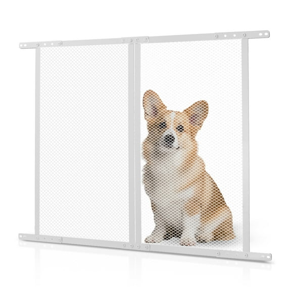 KFFKFF RV Screen Door Protector, 24 x 26 inch Grille, Simple Installation and Removal, Durable Ventilated Mesh, Aluminum Alloy Entry Door Shield for Pet Safety, White