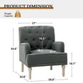 thumbnail image 5 of Wooden Armchair Set of 2 Nailhead Trim Carved Wooden Legs Tufted Back Home Living Room Grey, 5 of 6