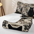 thumbnail image 4 of Homewish Skull Black Cat Twin Quilt Set,Vintage Flowers Twin Coverlet Set,Cream Black,Halloween Duvet,2pcs, 4 of 7