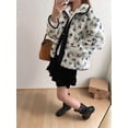 thumbnail image 5 of Womens Print Fleece Jacket Snap Button Winter Teddy Fleece Jacket Casual Faux Fur Outwear Dark Blue One size, 5 of 8