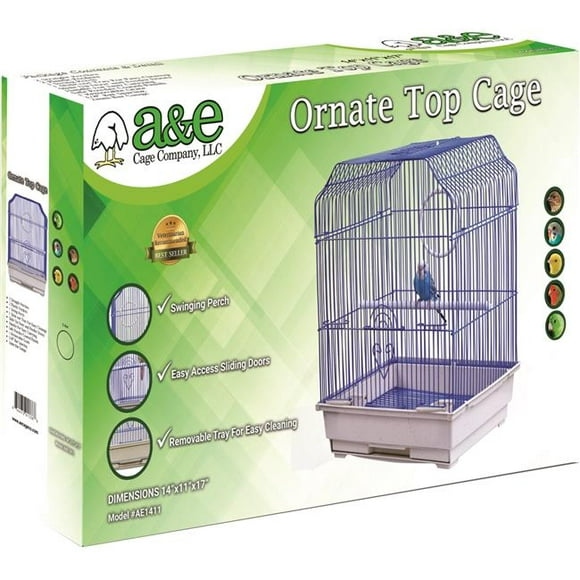 A&E Cage AE1411-3 BLACK SP 14 x 11 in. Ornate Top Cage for Retail Box&#44; Black