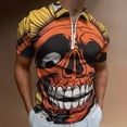 thumbnail image 2 of Sunflower Skull (9) Men Zipper T-shirt Summer Casual Short Sleeve T-shirt Top, 2 of 7