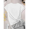 thumbnail image 2 of T-Shirt Graphique Trèfle Chanceux pour la Saint-Patrick pour Femmes - Mélange Décontracté et Confortable de Polyester, Manches Courtes, Col Rond avec Trèfle à Quatre Feuilles Festif et Signe de Paix, 2 of 6