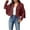 Wine Red, variant on Clearance 2024!Plus Size Coat Ladies Fashion Solid Color Fringe Faux Suede Leather Jacket Fashion Fringe Motorcycle Cropped Jacket