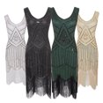 thumbnail image 3 of Vestido retro de lentejuelas, vestido con borlas y cuentas, vestido corto de banquete de alta gama, 3 of 6