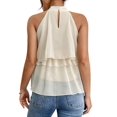 thumbnail image 6 of Women'S Layered Ruffle Hem Sleeveless Halter Chiffon Blouse Flowy Tank Tops Color XXL, 6 of 9