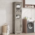 thumbnail image 1 of Yeshouse Despensa, armario alto para baño con puertas de cristal y estante ajustable, armario independiente, armarios altos para ropa blanca para cocina, sala de estar y lavadero, 1 of 8
