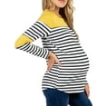 thumbnail image 5 of Avamo Women Pregnancy Clothes Long Sleeve Maternity Tops Striped Breastfeeding Shirt Loose Irregular Hem Nursing Top Blouse Color Block Yellow L, 5 of 5