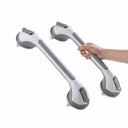Grab Bars for Bathtubs and Showers 2 Pack Suction Grab Bar,Heavy Duty Shower Handle Removable Bath Handrails for Seniors and Elderly,Bathroom Safety Grip No Drilling Waterproof,Grey