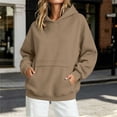 thumbnail image 2 of Hurxie Womens Oversized Hoodies Fleece Sweatshirts Long Sleeve Sweaters Pullover Fall Clothes with Pocket Khaki,L, 2 of 6