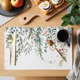 thumbnail image 2 of Placemats Set of 6, Green Leaves Woven Placemat, Linen Place Mats for Kitchen/Dining Tables, Eucalyptus Leaves Weeping Summer Botanical Washable Table Mats for Party, 2 of 8