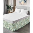 thumbnail image 4 of Green Eucalyptus Leaf Bed Skirt California King Size 16" Drop Watercolor Plant Farmhouse Ruffled Wrap Around Bed Skirts Adjustable Elastic Bedskirt Dust Ruffle for California King Size Bed, 4 of 7
