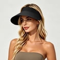 thumbnail image 3 of UTSJKR Womens Foldable Wide Brim Sun Hat for Spring Golf Session for Coast Getaway Neighborhood Walk Wrinkle Resistant Adjustable Sweatband Anti-UV Hat Black, 3 of 7