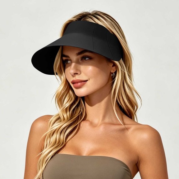 QSAWXQZ Women's Golf Sun Visor Wide Brim Foldable Soft Outdoor Beach Hat Adjustable Sport Cap Lightweight Travel Headwear Free Size