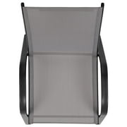 BizChair 4 Pack Gray Outdoor Stack Chair with Flex Comfort Material and Metal Frame