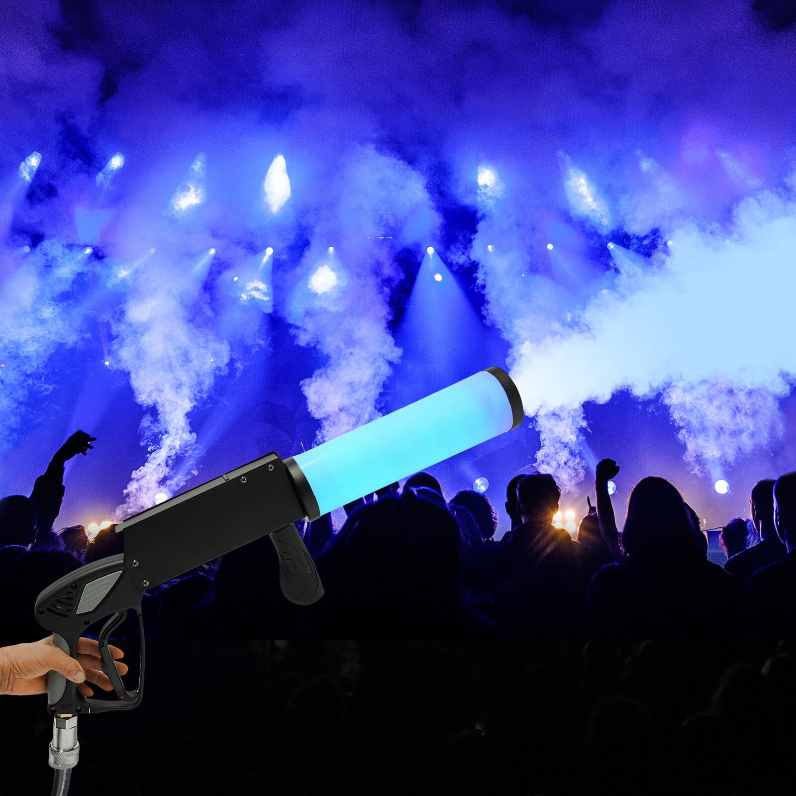 Black White Handheld Fog Gun LED CO2 Fog Cannon Special Effects Fog Machine Gun Party Bar DJ for Weddings