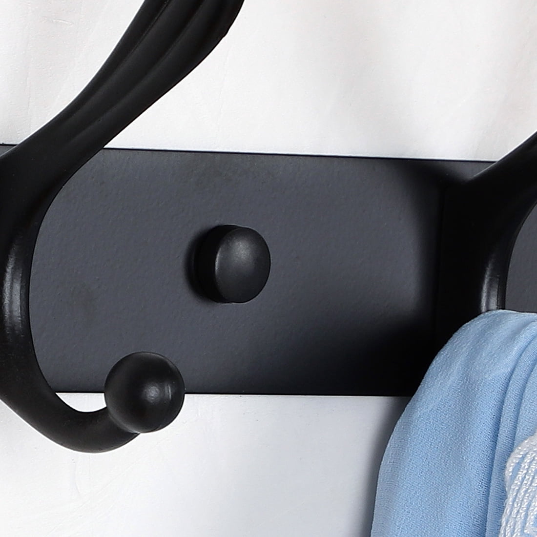 Unique Bargains Home Bedroom Wall Hook Zinc Alloy Hooks DIY Coat Towel Holder Black 5-Hook