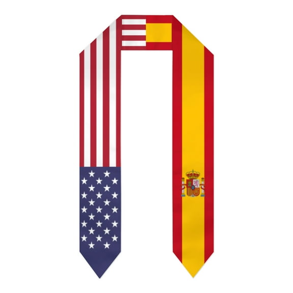 Spain & USA United States Flag Shawl Sash Stole Graduation Shawls Wraps Scraf For International Study