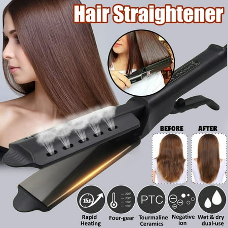 Hair Straightener Flat Iron，Wet Dry Ceramic Steam Hair Styling Wand，Tourmaline Heating Professional Gliders Tool ,with Floating Plate Flat Iron 4 Gear