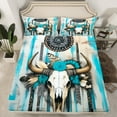 thumbnail image 2 of Manfei Tribal Sheep Skeleton Twin Sheet Sets, Western Aztec Geometric Twin Fitted Sheet, Rustic Farmhouse Flat Sheet, Super Cozy Room Decor, 3-Piece, 2 of 7