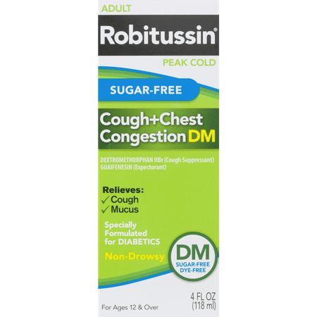 Robitussin Sugar-Free Cough + Chest Congestion DM Ages 12 & Over, 4.0 FL OZ