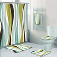 thumbnail image 1 of EREHome Vintage Abstract Horizontal Vibrant Shape 5 Piece Bathroom Set Shower Curtain Bath Towel Bath Rug Contour Mat and Toilet Lid Cover, 1 of 2