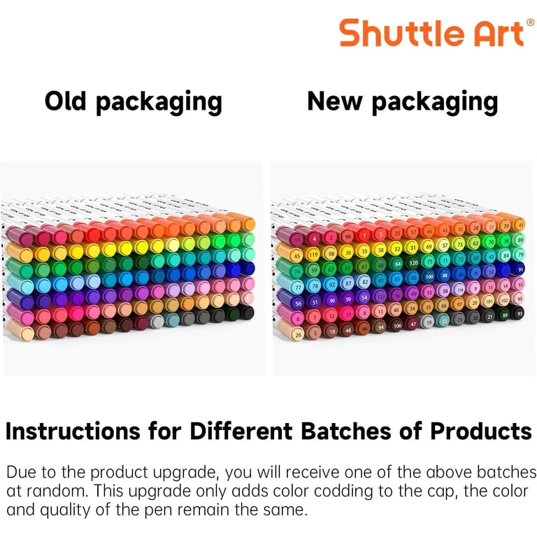 Shuttle Art Dual Tip Brush Markers Set, 105 Colors with Case and