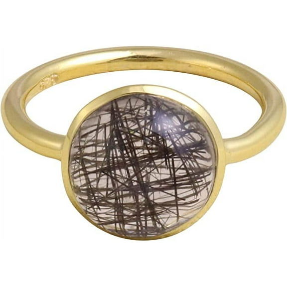 Earth Gems Jewelry Tourmaline Quartz Ring Sterling Silver Ring Quartz Silver Handmade Ring for Women's