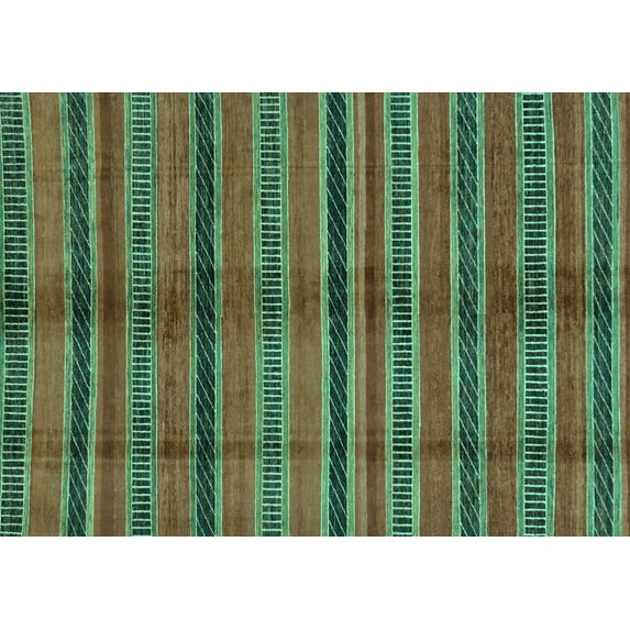 Ahgly Company Machine Washable Indoor Rectangle Oriental Turquoise Blue Modern Area Rugs, 8' x 10'