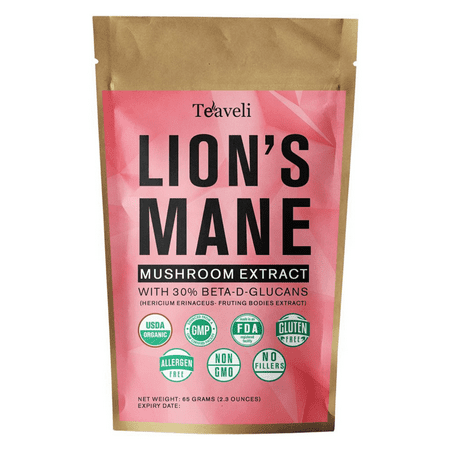 Premium Organic Lion's Mane Mushroom Powder Extract From Fruiting Bodies with 30% Beta-Glucans- Nootropic Supplement for Brain Fog Relief, Mental Clarity & Nerve Support - 65g (65 (Best Foods For Brain Fog)