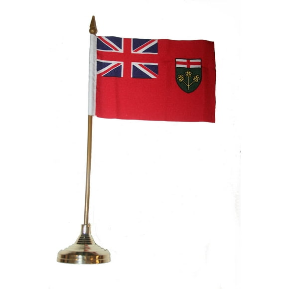 ONTARIO 4 X 6 PROVINCIAL STICK FLAG WITH GOLD STAND