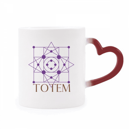 

Center Circle Square Line Heat Sensitive Mug Red Color Changing Stoneware Cup