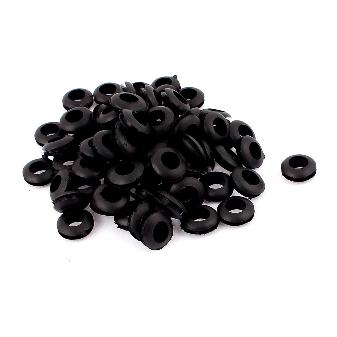 8mm Inner Dia Rubber Wiring Grommets Ring Cable Protector Black 75pcs