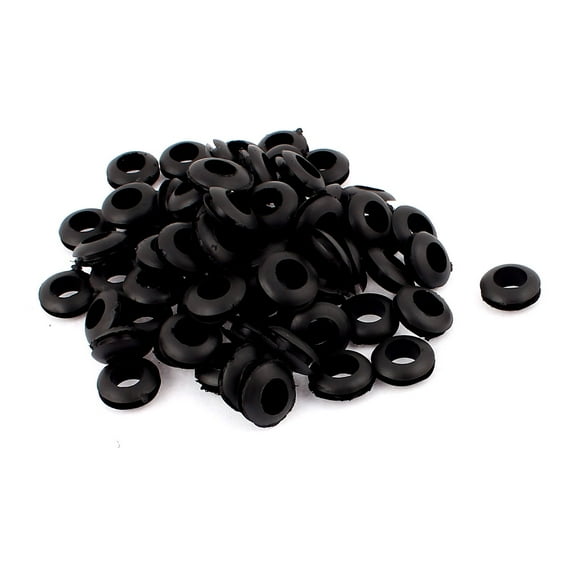 8mm Inner Dia Rubber Wiring Grommets Ring Cable Protector Black 75pcs