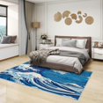 thumbnail image 2 of Ocean Wave Area Rug - 5x7 Rug - Great Wave Off Kanagawa Rug - Japanese Ocean Wave Area Rug - Hokusai Ukiyo-E Rugs - Blue Sea Waves Carpet, 2 of 7