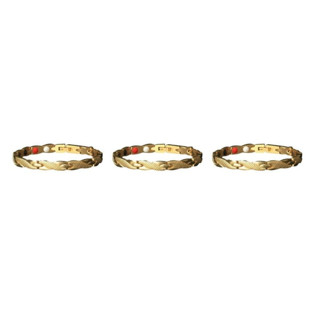 mmirethe Stylish And Adjustable Textured Magnetic Bracelet For Men Adjustable Bracelet gold 3Set