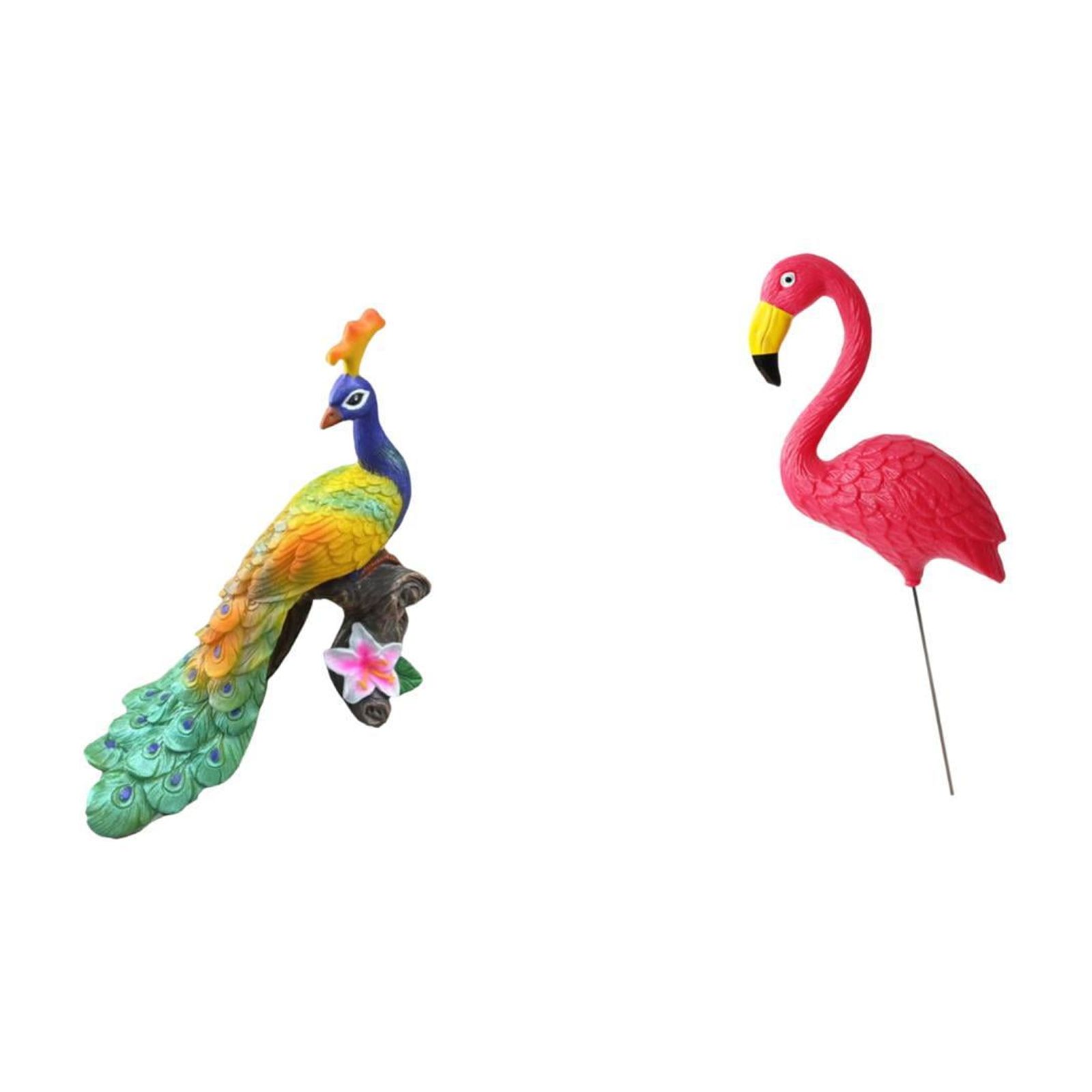 Miulika Peacock Bird Sculpture Figurine Decorative Garden Ornament Statue for Home Yard Art Fairy Accessories Flamingo Stake Holiday Spring