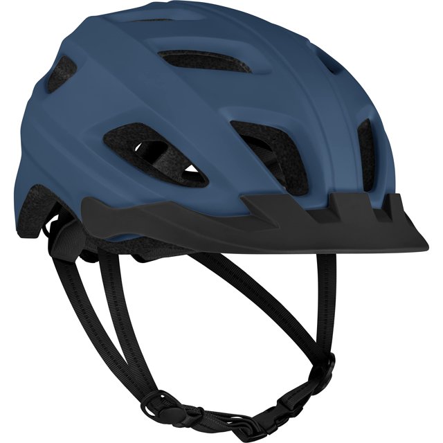 Retrospec Lennon Casco de bicicleta con luz de seguridad LED Esfera ajustable y visera extraíble - Casco de bicicleta ajustable para hombres y mujeres adultos - Azul marino mate Talla única