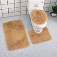thumbnail image 3 of Yuarrent Alfombra de baño de felpa suave, 3 pack/lote, para suelo de baldosas, inodoro de secado rápido inodoro y ecológico Juegos de accesorios de baño bronceado suave, 3 of 6