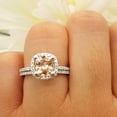 thumbnail image 2 of Dazzlingrock Collection 10K Cushion Morganite & Round White Diamond Ladies Bridal Halo Engagement Ring Set, White Gold, Size 9, 2 of 5