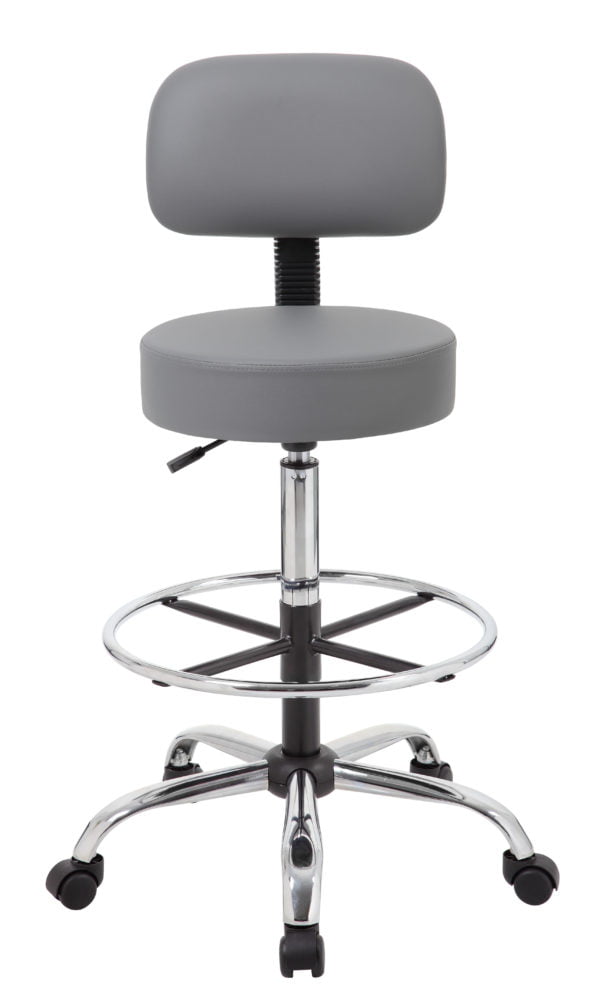 Fоur Расk Boss Office Products Be Well Medical Spa Professional Adjustable Drafting Stool with Back Grey 
